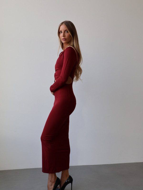 Sukienka z wycięciem czerwona LADY 22