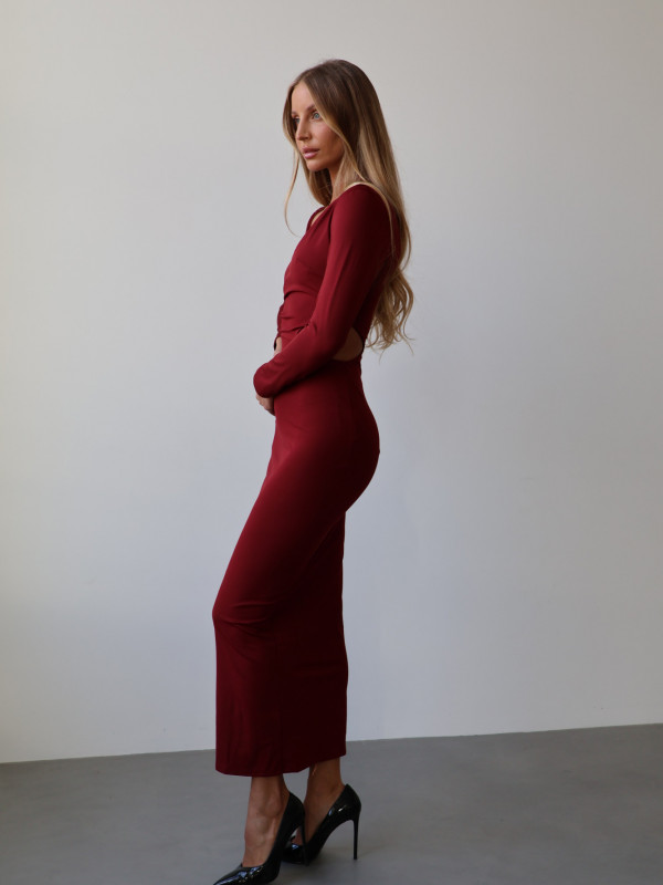 Sukienka z wycięciem czerwona LADY 21
