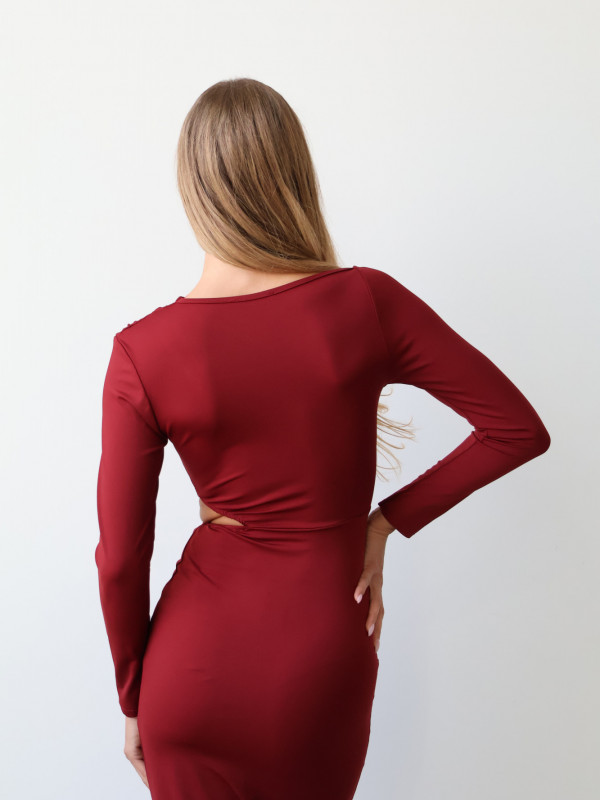 Sukienka z wycięciem czerwona LADY 18