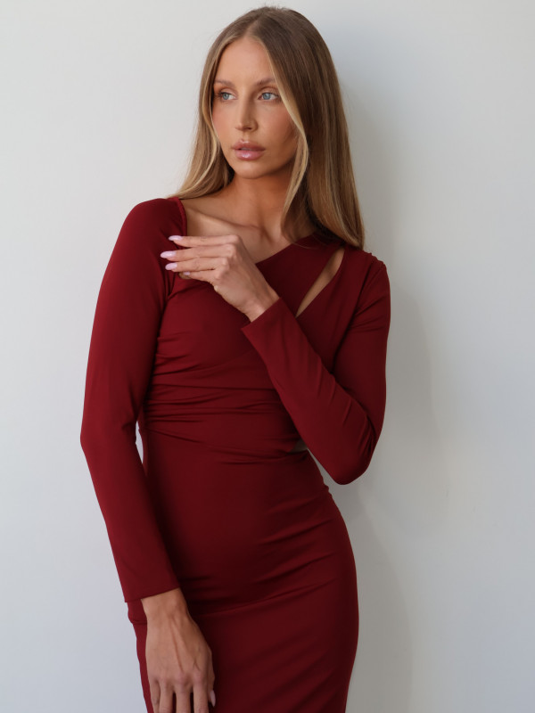 Sukienka z wycięciem czerwona LADY 16