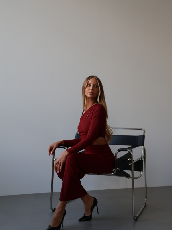 Sukienka z wycięciem czerwona LADY 1