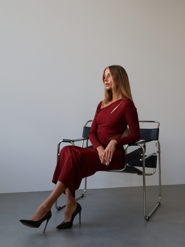 Sukienka z wycięciem czerwona LADY 13