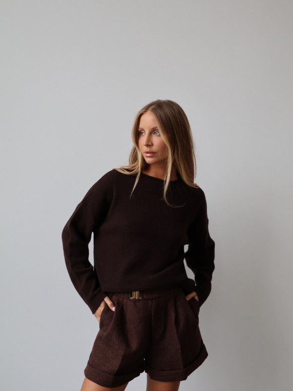 Sweter 100% wełna merino premium MERENE czekolada 2