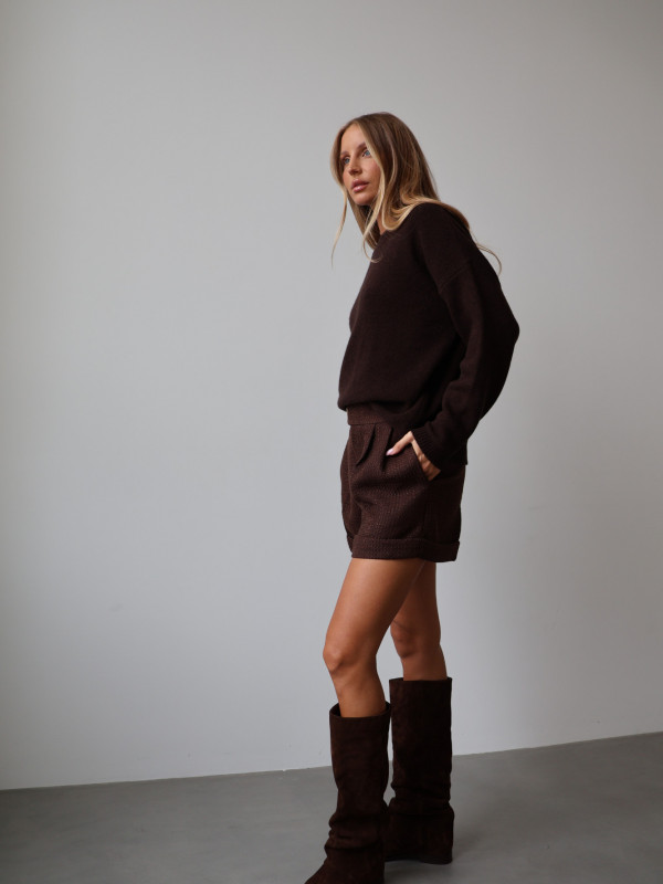 Sweter 100% wełna merino premium MERENE czekolada 3