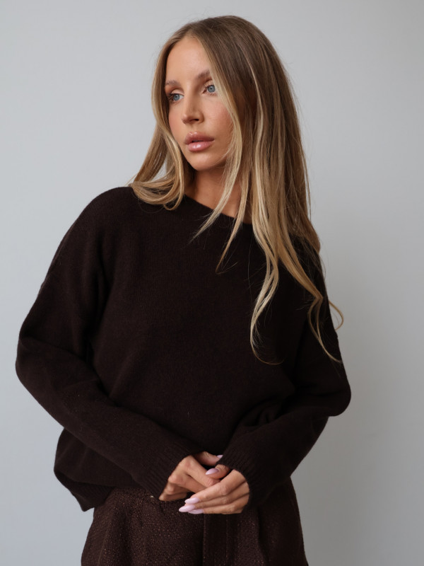 Sweter 100% wełna merino premium MERENE czekolada 6