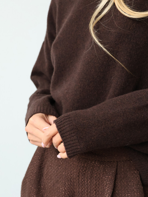 Sweter 100% wełna merino premium MERENE czekolada 7