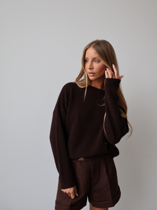 Sweter 100% wełna merino premium MERENE czekolada 8