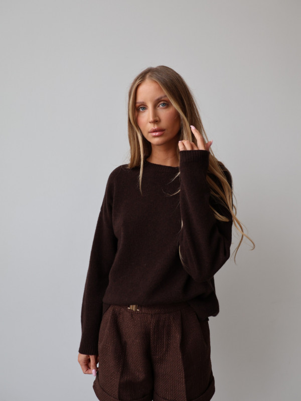 Sweter 100% wełna merino premium MERENE czekolada 9