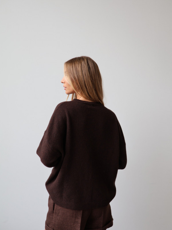 Sweter 100% wełna merino premium MERENE czekolada 10