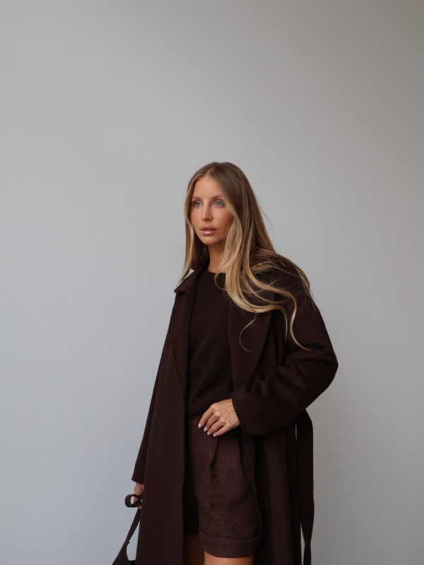 Sweter 100% wełna merino premium MERENE czekolada 12