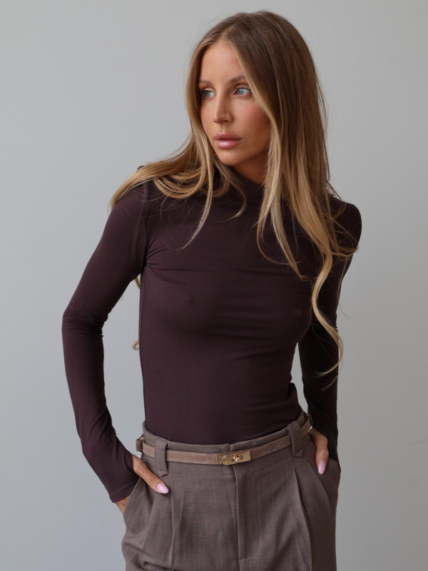 Golf z poduszkami 100% wiskoza AMELINE czekolada 1