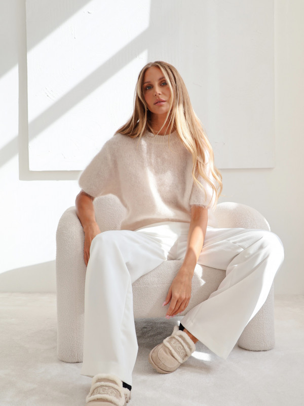 Sweter 80% moher premium YARA JASNY beż