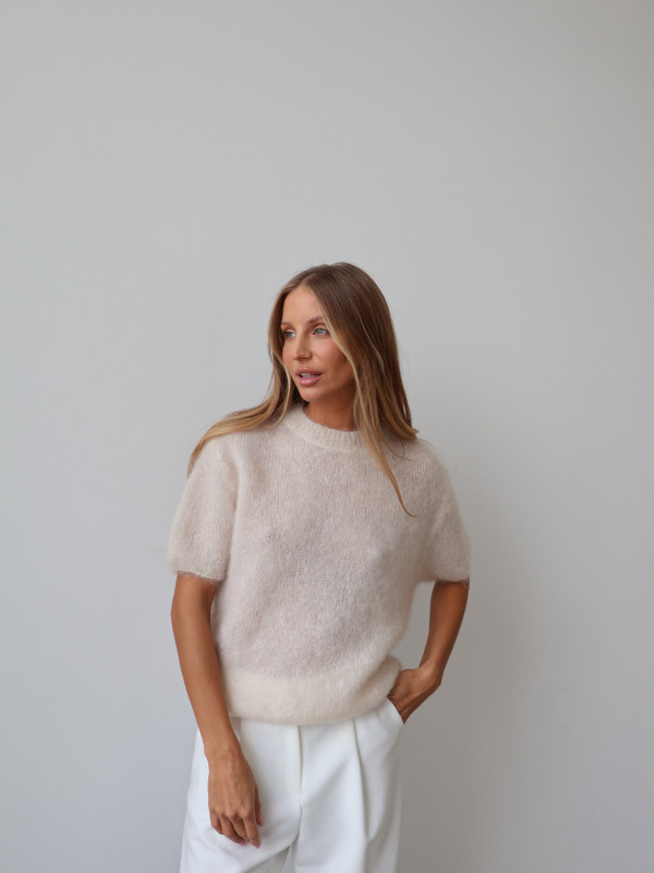 Sweter 80% moher premium YARA JASNY beż 15