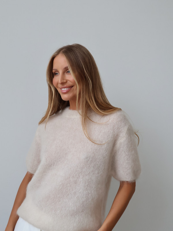 Sweter 80% moher premium YARA JASNY beż 14