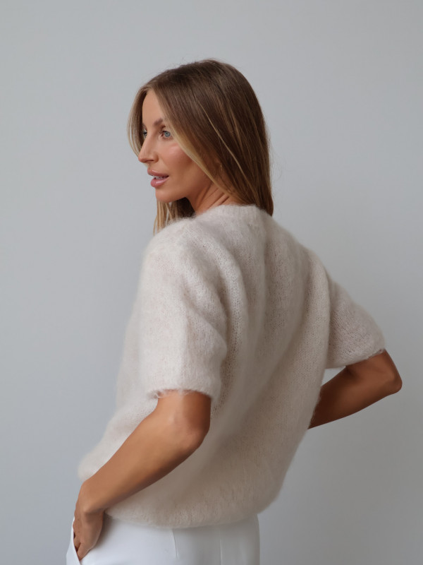 Sweter 80% moher premium YARA JASNY beż 12