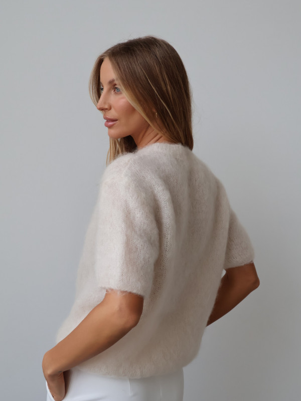 Sweter 80% moher premium YARA JASNY beż 11