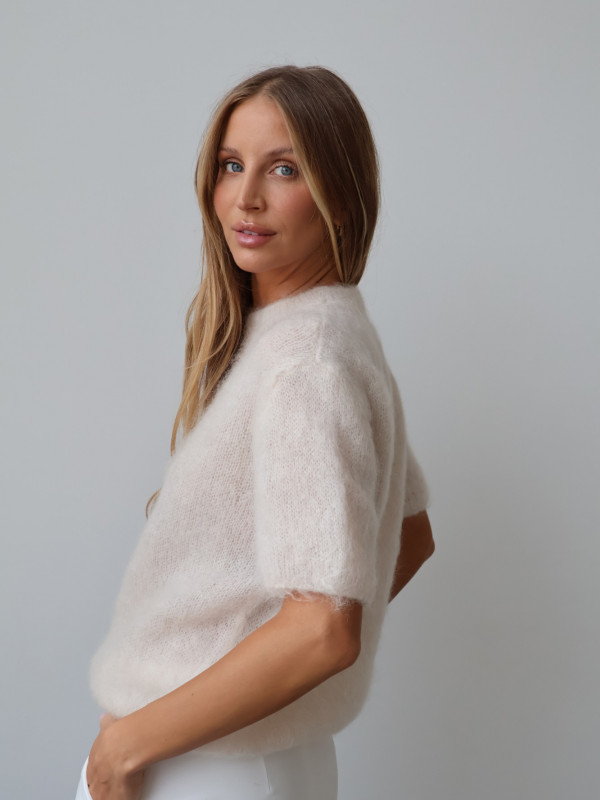 Sweter 80% moher premium YARA JASNY beż 1