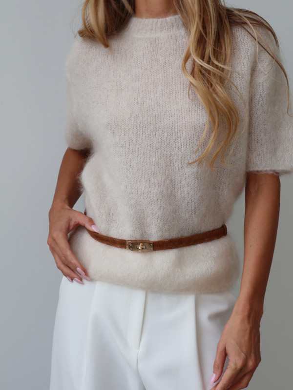 Sweter 80% moher premium YARA JASNY beż 7