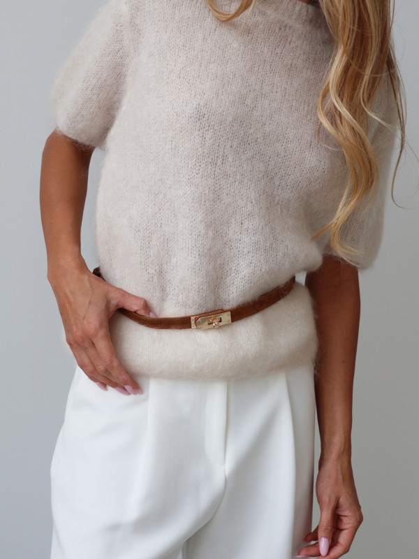 Sweter 80% moher premium YARA JASNY beż 4