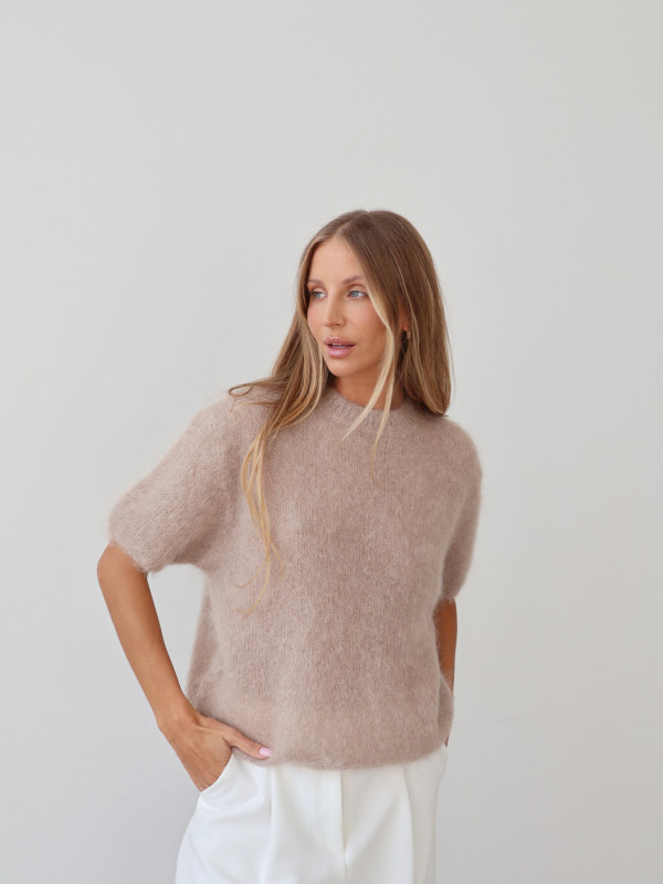 Sweter 80% moher premium YARA beż 2