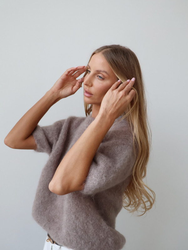 Sweter 80% moher premium YARA taupe 8