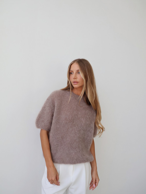 Sweter 80% moher premium YARA taupe 13