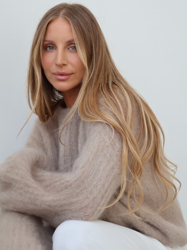 Sweter z super kid moherem premium beż BRISTOL 9