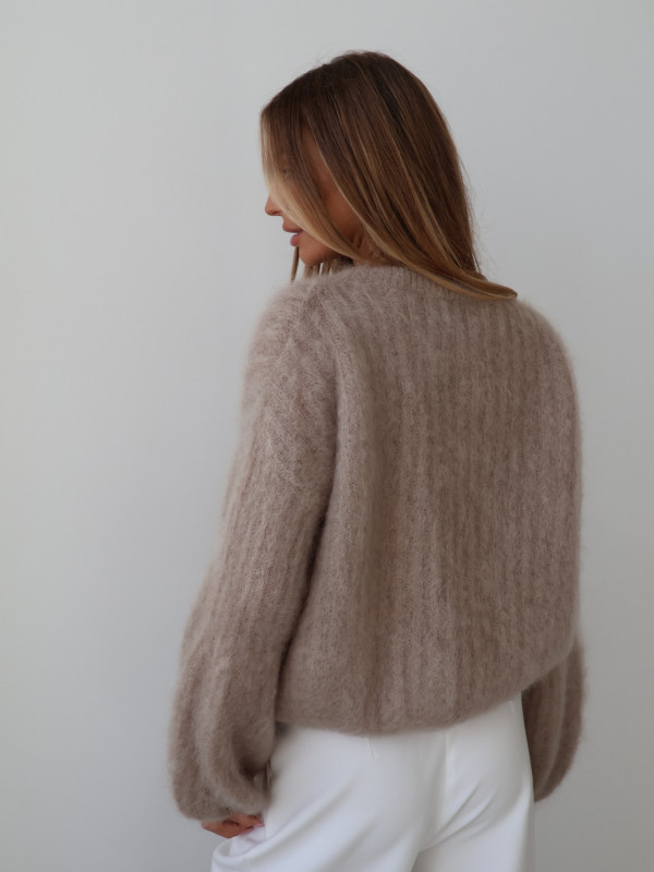 Sweter z super kid moherem premium beż BRISTOL 11