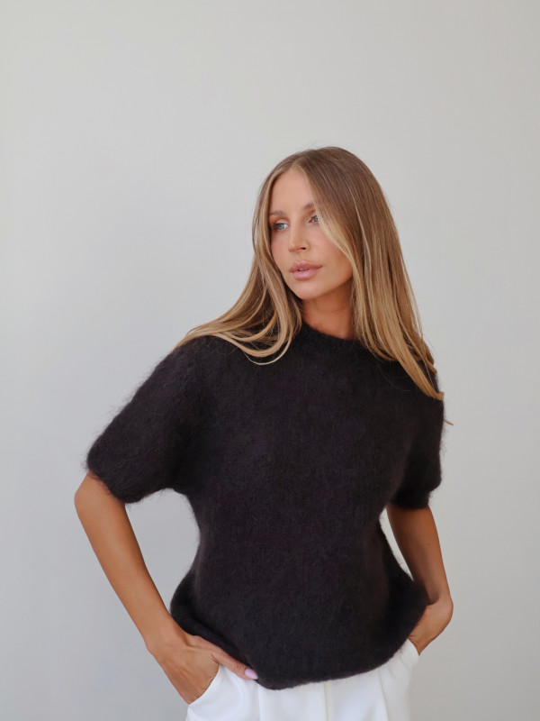 Sweter 80% moher premium YARA czekolada