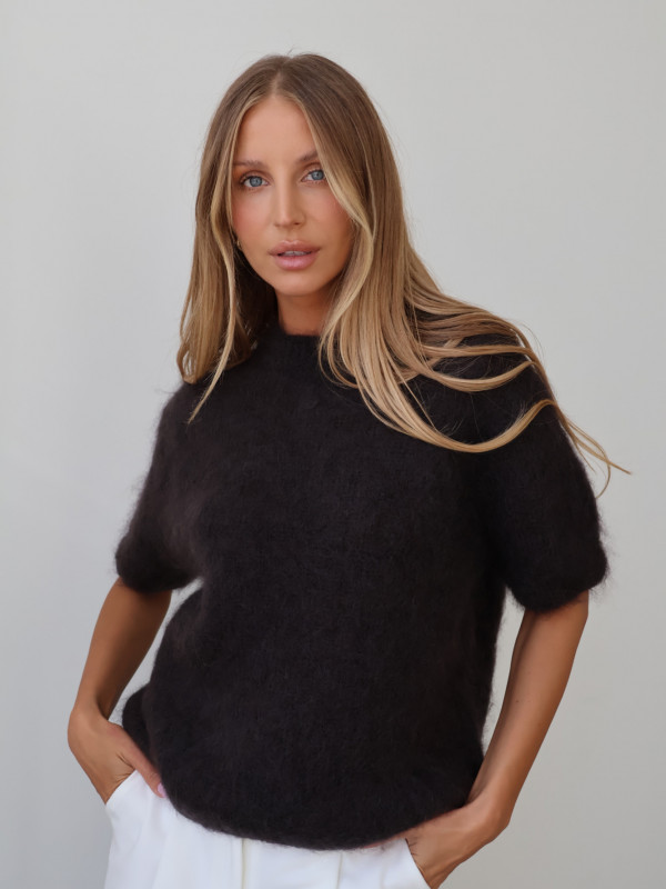 Sweter 80% moher premium YARA czekolada 1