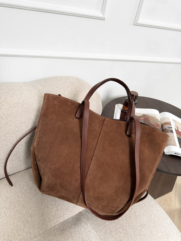 Torebka 100% skóra zamszowa kasztan SOLENE MAXI 1