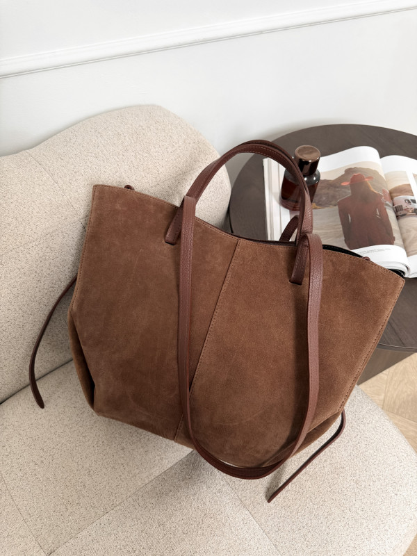 Torebka 100% skóra zamszowa kasztan SOLENE MAXI 2