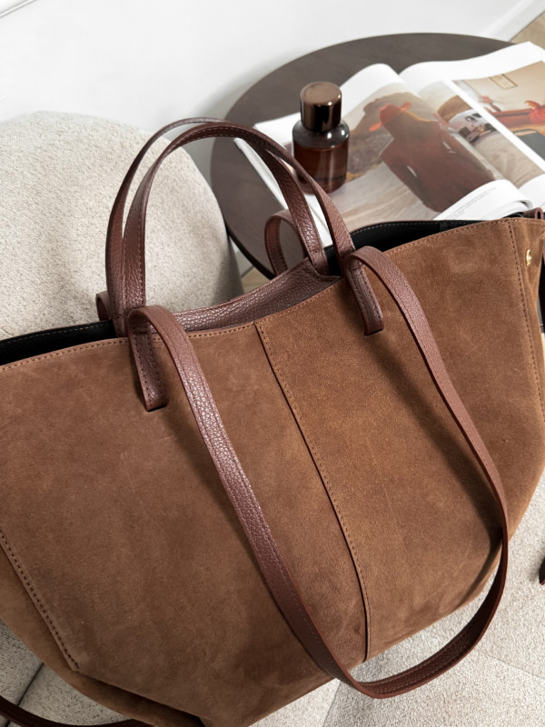 Torebka 100% skóra zamszowa kasztan SOLENE MAXI 4