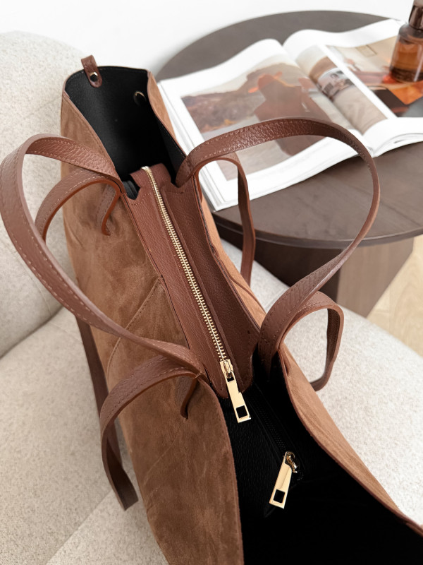 Torebka 100% skóra zamszowa kasztan SOLENE MAXI 9