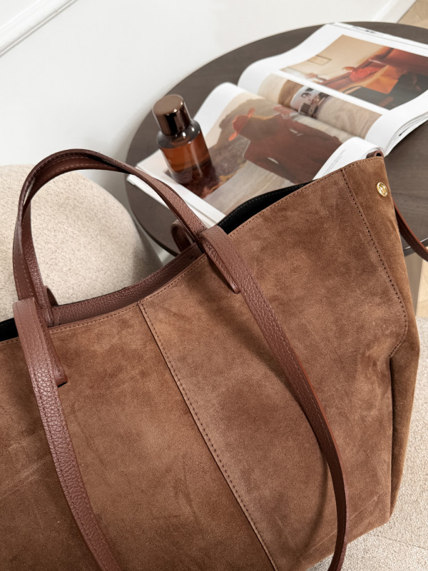 Torebka 100% skóra zamszowa kasztan SOLENE MAXI 13