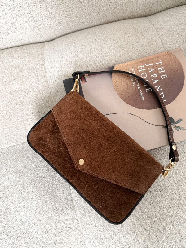 Torebka 100% skóra zamszowa ELIVON MINI cynamon