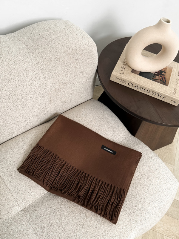 Szal z kaszmirem i wełną czekolada MISTLE 2