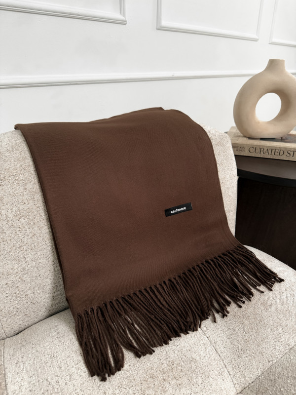 Szal z kaszmirem i wełną czekolada MISTLE