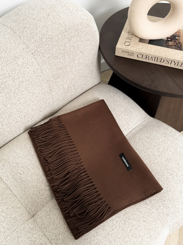 Szal z kaszmirem i wełną czekolada MISTLE 4