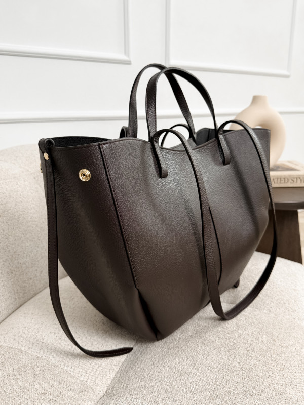 Torebka 100% skóra naturalna gorzka czekolada SOLENE MAXI 6