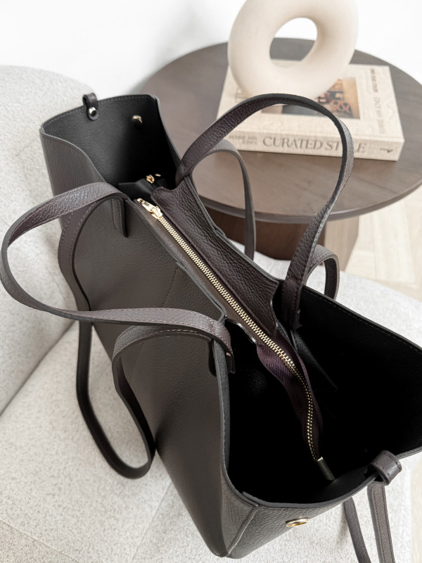 Torebka 100% skóra naturalna gorzka czekolada SOLENE MAXI 7