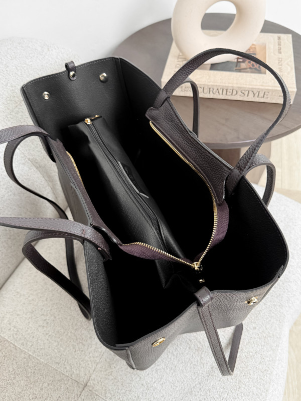 Torebka 100% skóra naturalna gorzka czekolada SOLENE MAXI 8