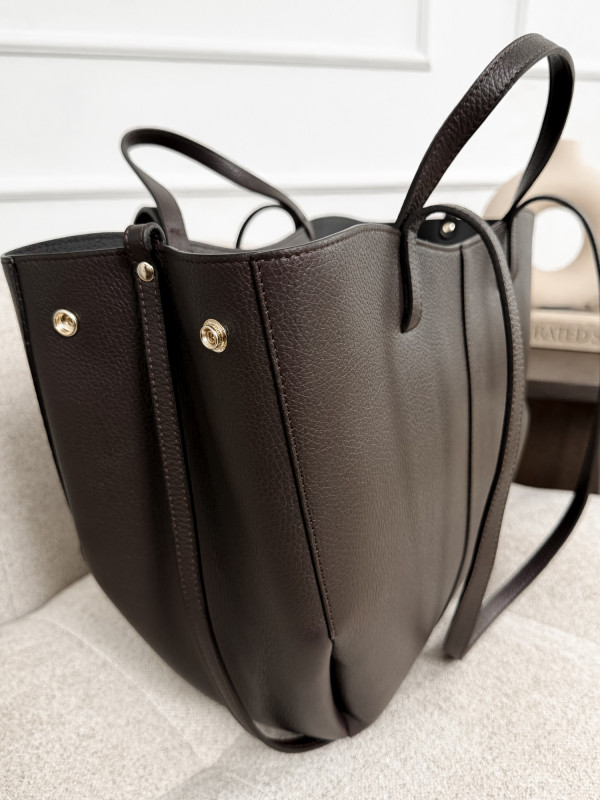 Torebka 100% skóra naturalna gorzka czekolada SOLENE MAXI 9