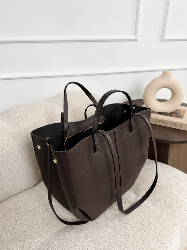 Torebka 100% skóra naturalna gorzka czekolada SOLENE MAXI 10