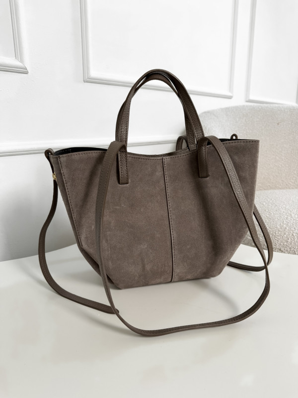 Torebka 100% skóra naturalna zamsz taupe SOLENE 1