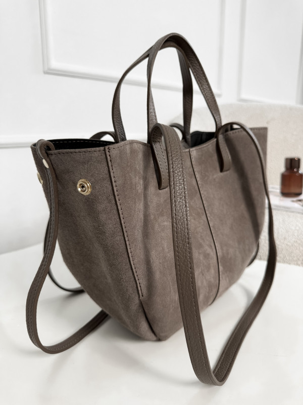 Torebka 100% skóra naturalna zamsz taupe SOLENE 4