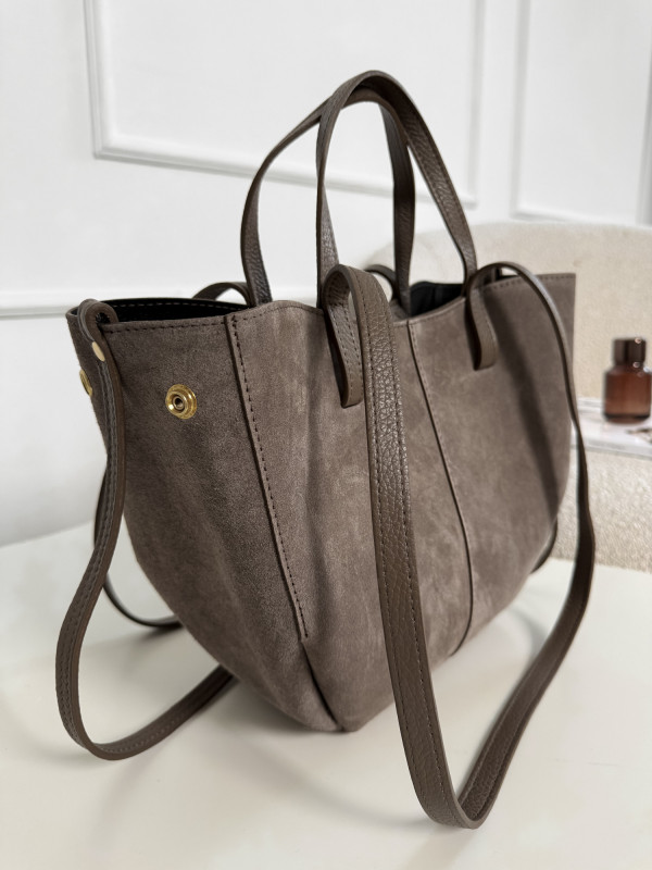 Torebka 100% skóra naturalna zamsz taupe SOLENE 5