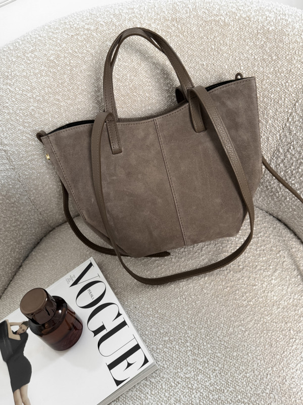 Torebka 100% skóra naturalna zamsz taupe SOLENE 8