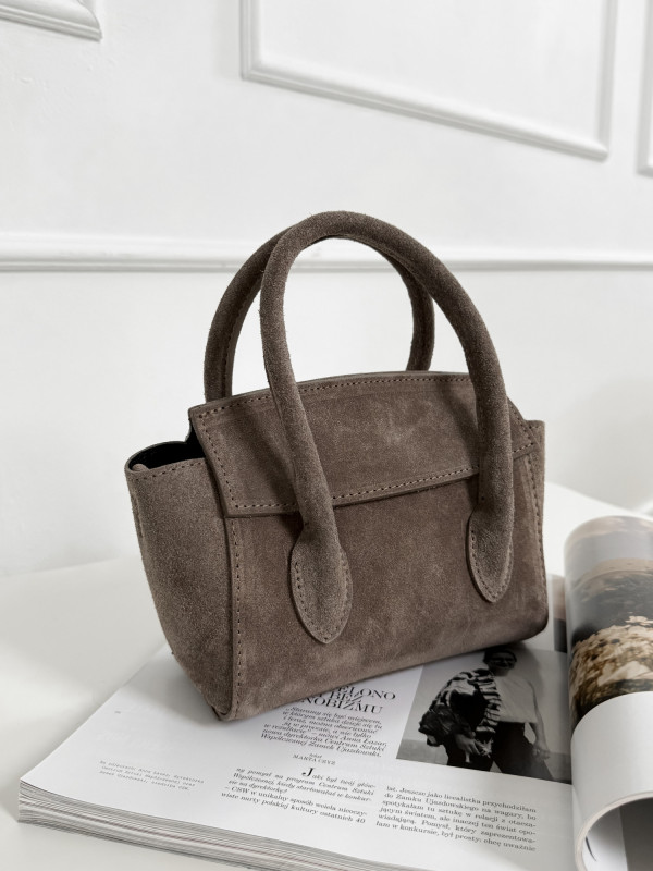 Torebka 100% skóra naturalna zamsz taupe ELINE mini