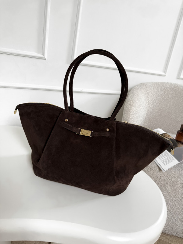 Torebka 100% skóra zamszowa LEONIE MAXI czekolada 2